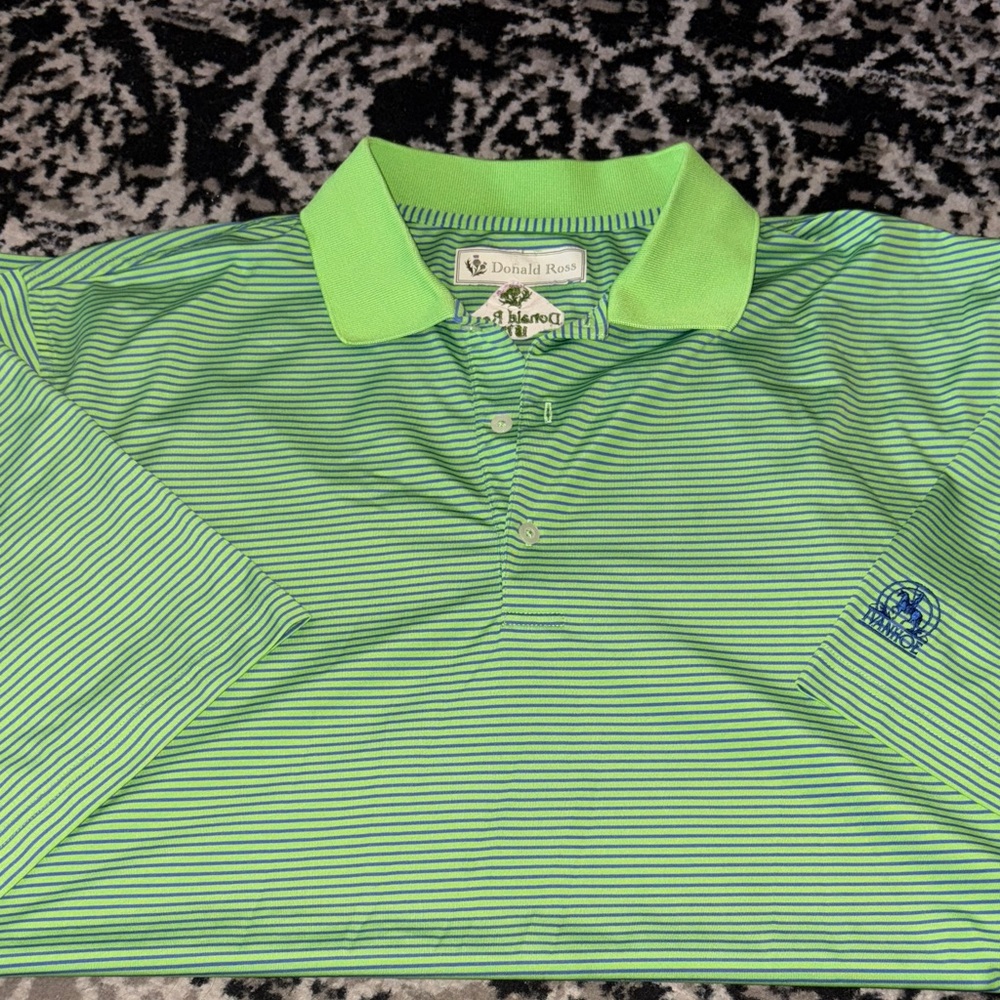 Green Striped Men's Donald Ross Polo Shirt